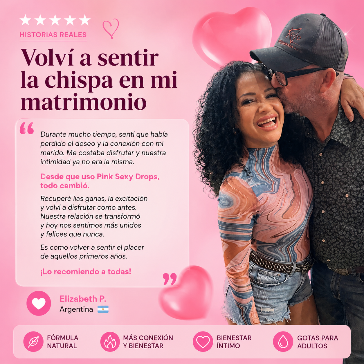 Testimonio de pareja sobre Pink Sexy Drops