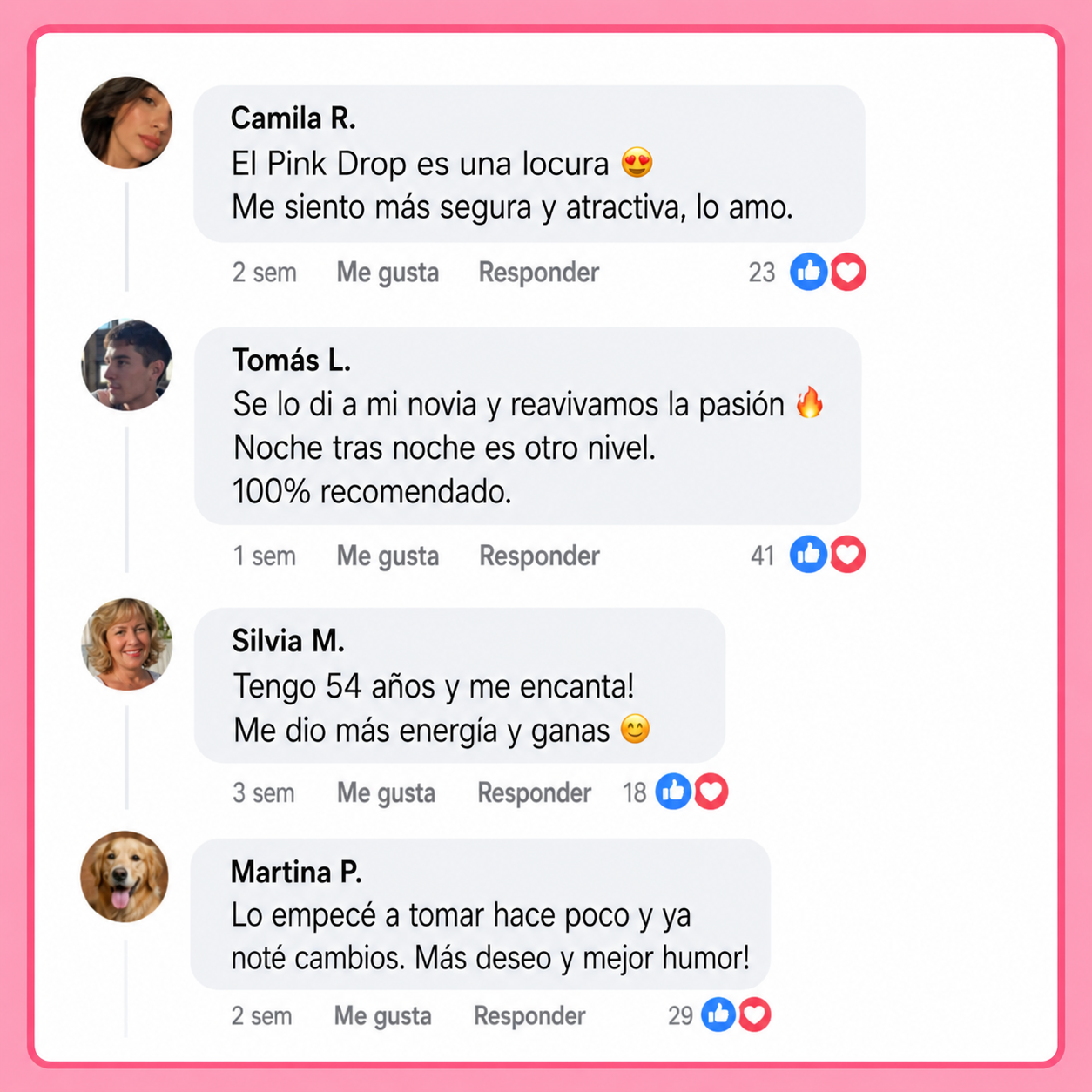 Comentarios de clientas sobre Pink Sexy Drops